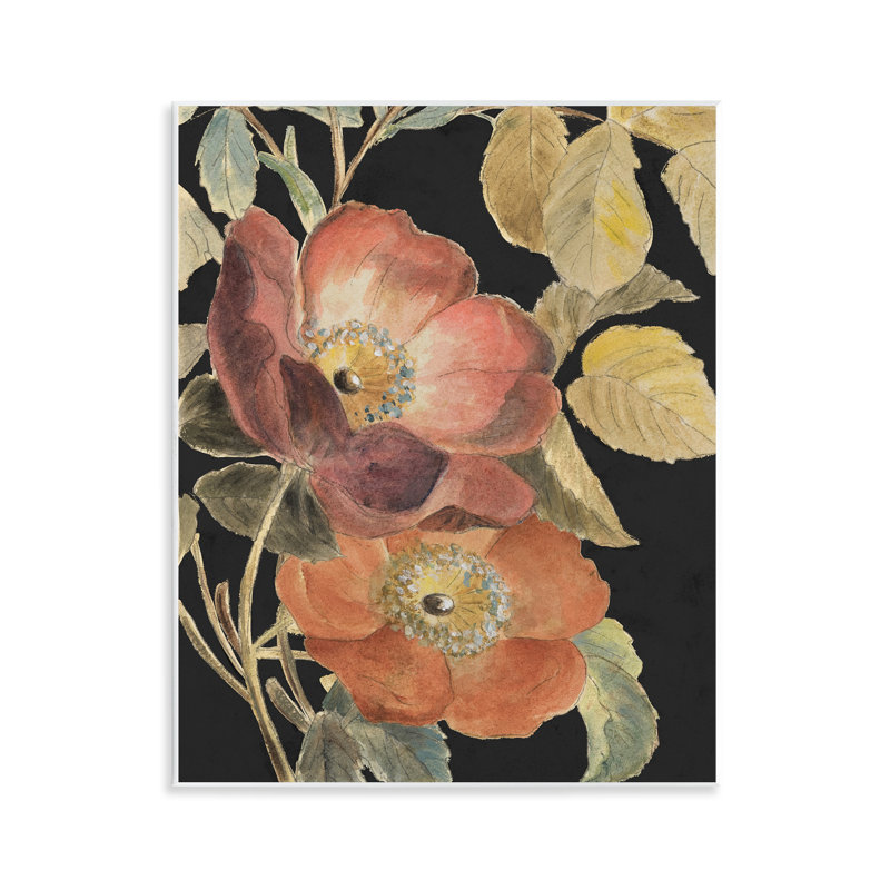 Fleur rouge sur plaque murale noire, design par Lanie Loreth
