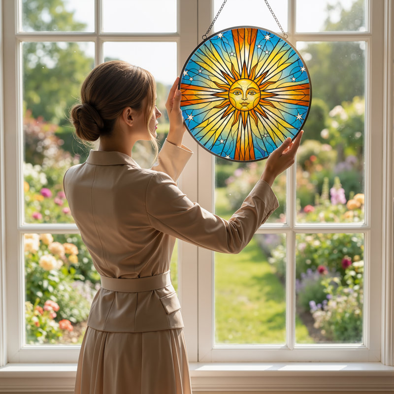 Panneau de vitrail en verre coloré 12 "H 12", H 12 po x l 12 po