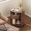 Table d'appoint ronde de 55 cm de hauteur avec tiroir et station de recharge, table de chevet avec rangement ouvert pour petits espaces, salon, chambre