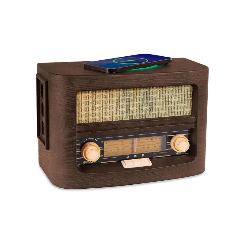 Radio décorative AM / FM avec Bluetooth et chargeur de téléphone sans fil