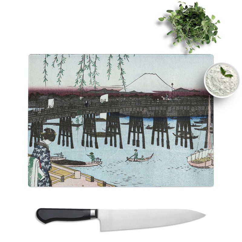Tempered Glass Ryogoku by Utagawa Hiroshige Chopping Board, 28.5 cm x 20 cm