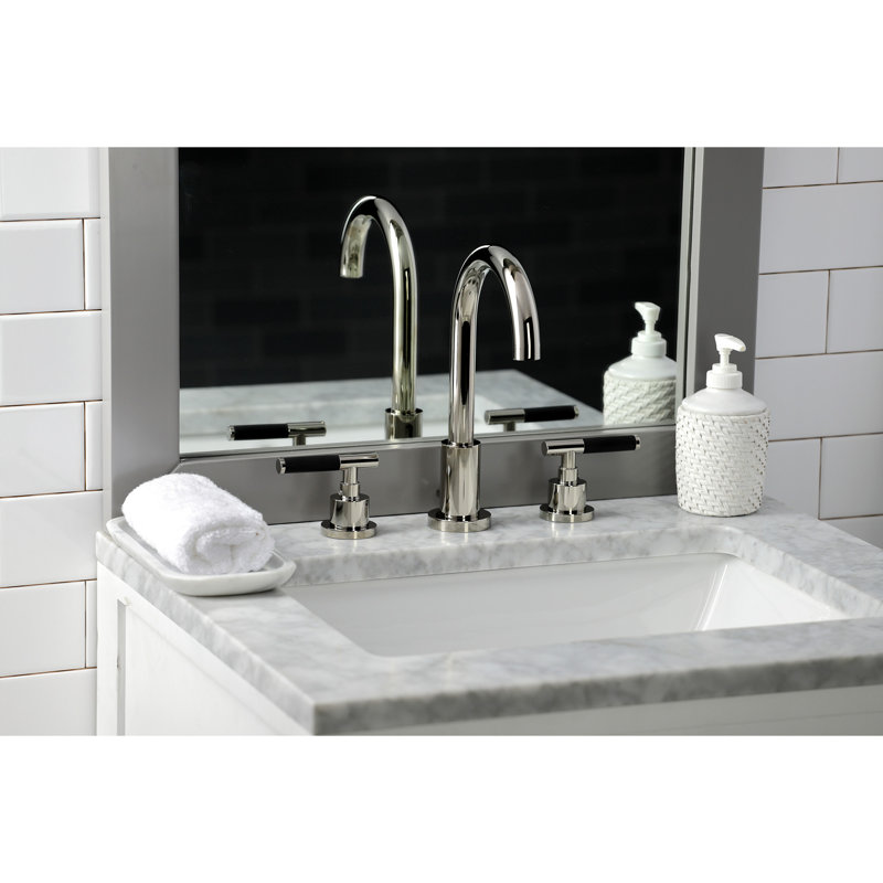 Robinet de salle de bain espacé avec ensemble de drain Kaiser, Nickel poli