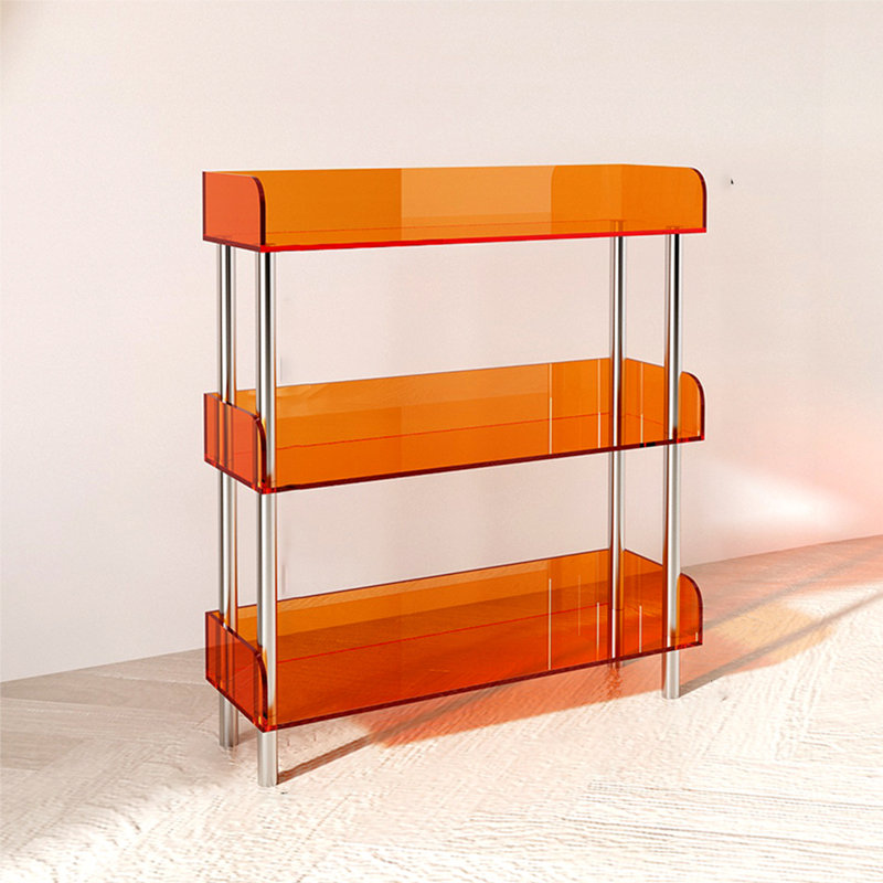 Bibliothèque simple en acrylique, (3 tablettes) H 34,84 po x l 23,62 po x P 9,84 po, Orange