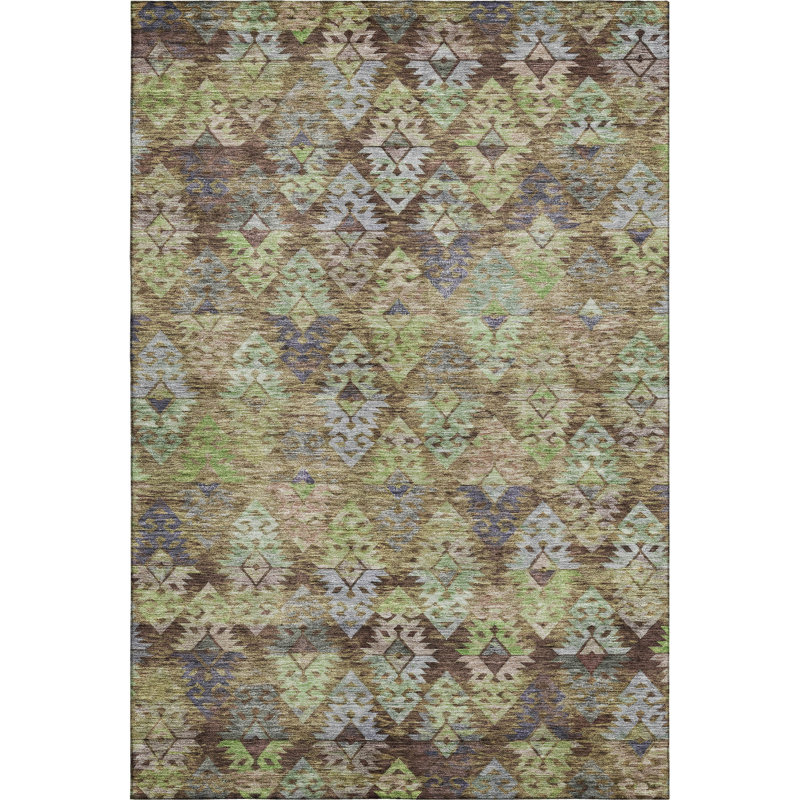 Premium Machine Washable Marasco AMF1637 Diamonds Rug, Rectangle 10' x 14'