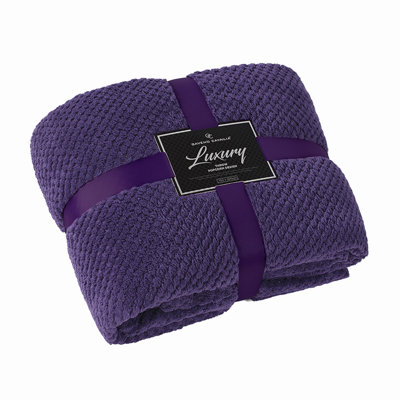 Teddy Popcorn Waffle Throw Blanket Soft Warm Cosy Lightweight Waffle Decorative Blanket for Sofa Couch Bed Bedroom Living Room