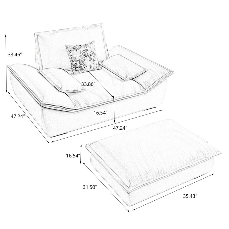 Chaise blanche avec accoudoirs et coussin en polyester avec repose-pieds