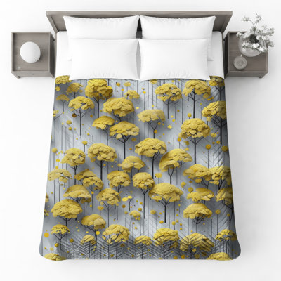Couvre-lit matelassé à motif floral jaune toutes tailles