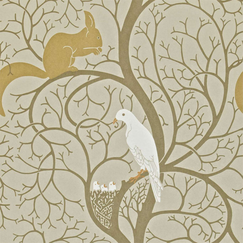 Squirrel & Dove Wallpaper, Linenivory
