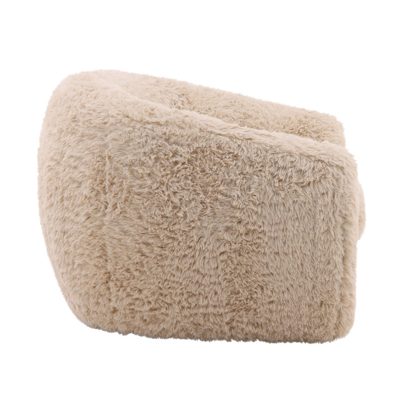 Caitlin Polyester Faux Fur Occasional Chair, Cream