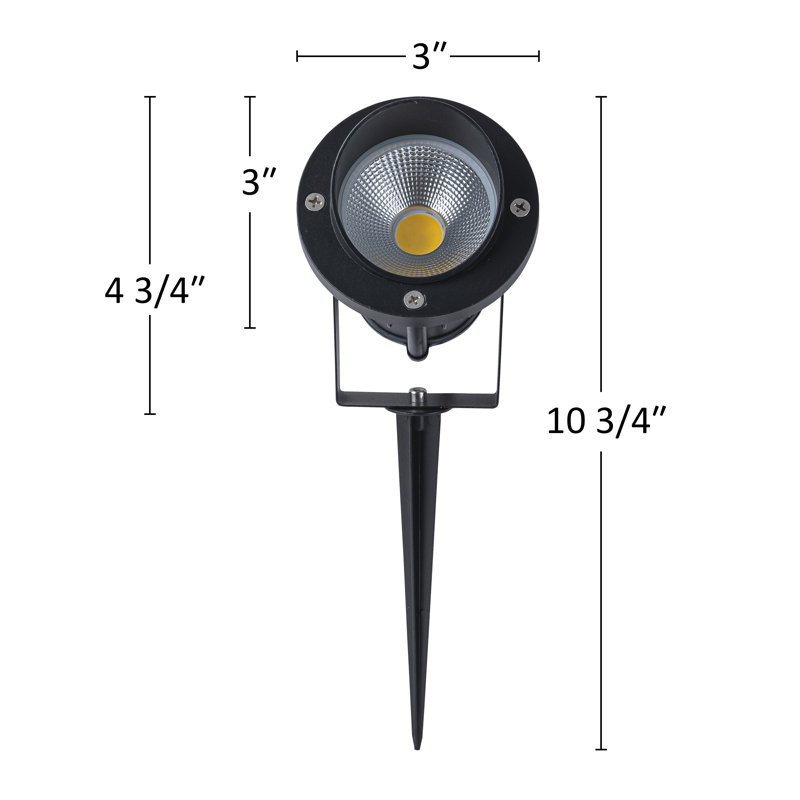Low-voltage Black Aluminum Led Outdoor Landscape Spot Light With Glass Shade, 10.75" H x 3" W x 3" D