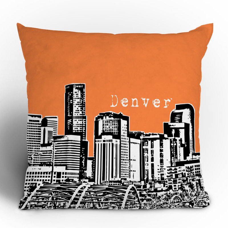 Coussin Bird Ave Denver, Orange, 20 po x 20 po