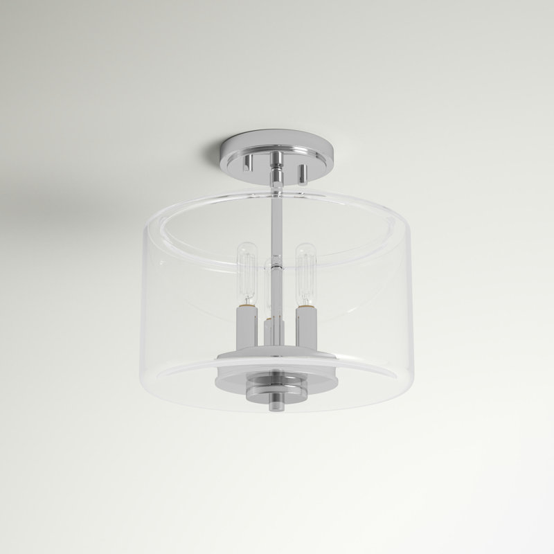 Callison Glass Semi Flush Mount, Chrome