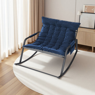 Rocking Chair With Storage, Cushions & Armrests, All-Season Comfort Lounge Recliner, Breathable Ergonomic Lounge Chair For Bedroom