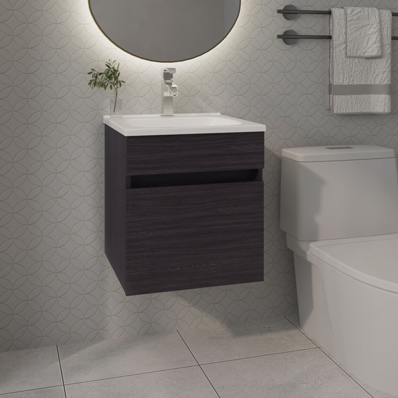 Meuble-lavabo flottant avec lavabo Belle, 1 porte, wengé Belle, Wengé