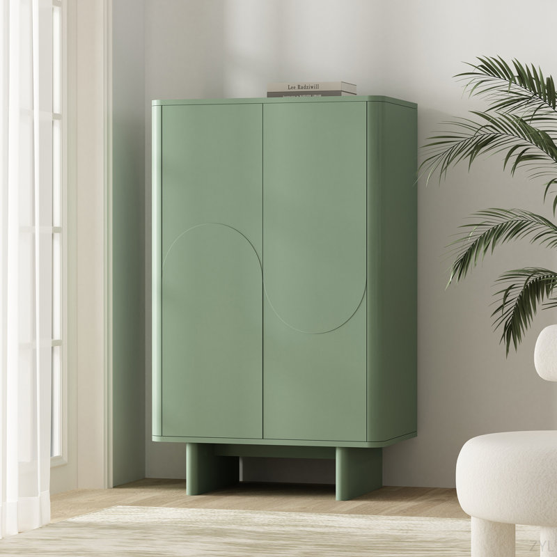 Armoire d'appoint moderne 32 "avec tablettes réglables Ella, Vert sauge