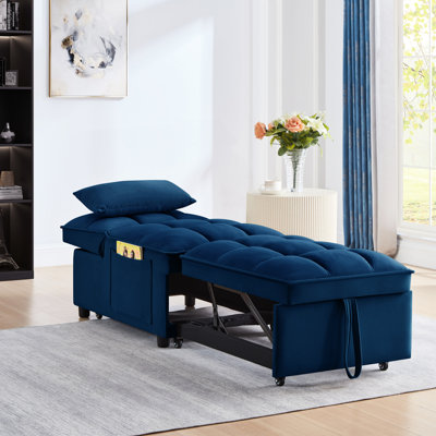 Lit multifonctionnel 4 en 1, bleu marine. Deux réglables. Chaise confortable. Gain de place. Velours haut. Cadre. Conception coulissante sans effort. Dormez. Fabrication. Saver. Simple