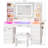 Modern Makeup Vanity Desk With LED Mirror, RGB Lighting, 11 Drawers, Glass Top, Charging Station & Hair Dryer Holder