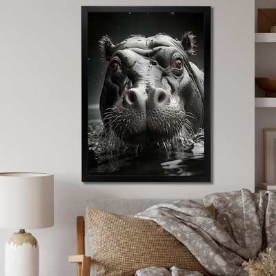 «Profondeville Hippopotamus Mighty Hippo II», reproduction sur toile encadrée