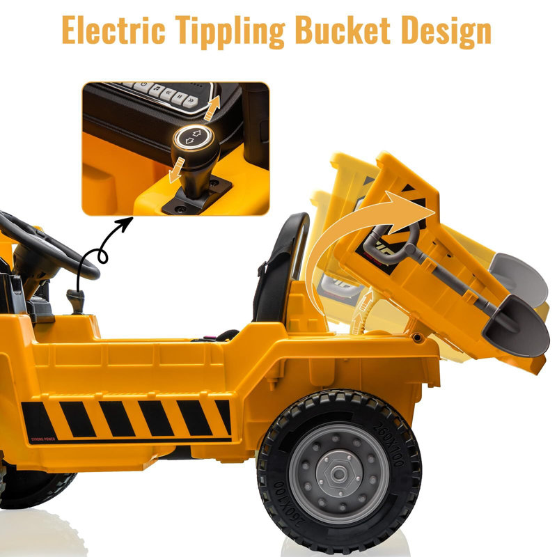 Hetoy Ride On Dump Truck, 12V Ride On Car With Remote Control