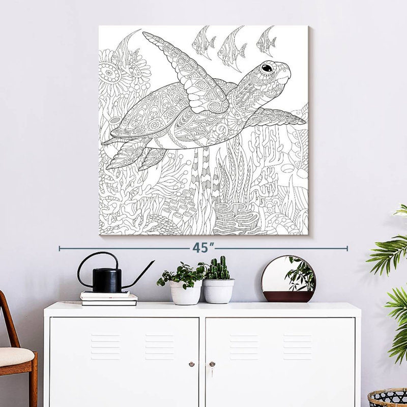 Crowle Zentangle Turtle, 33" H x 33" W