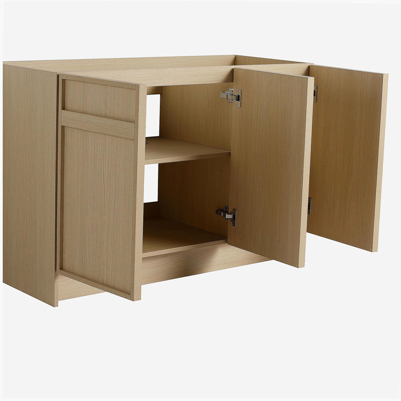 Meuble-lavabo autoportant 48 po et 3 portes d'armoire à fermeture douce - sans évier