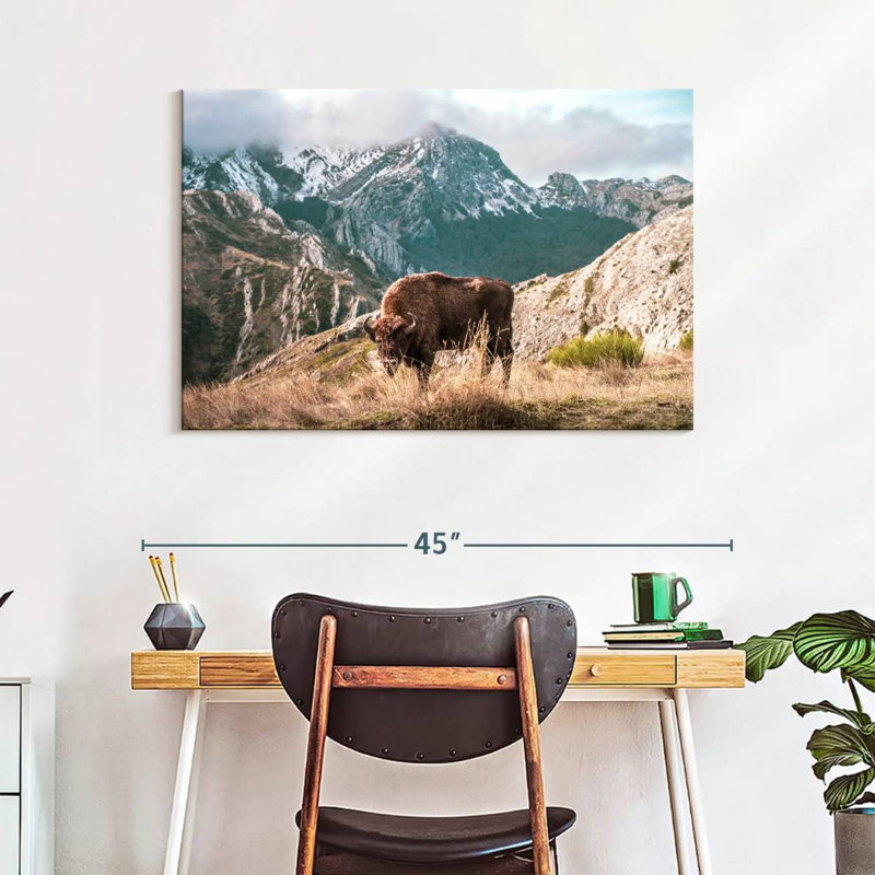 Brampt Bison Lost In The Mountains, 26" H x 39" W