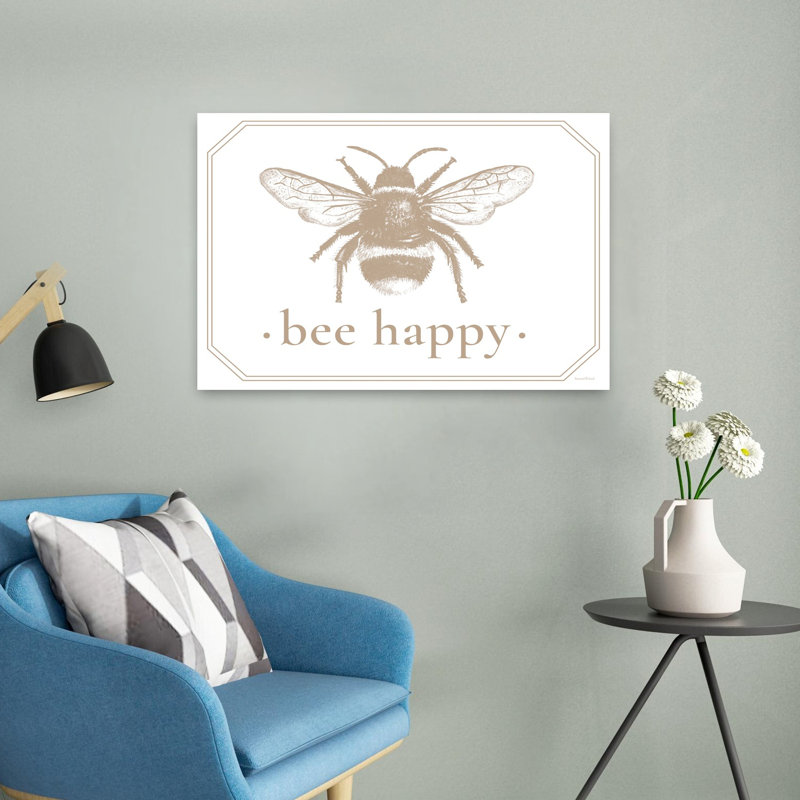«Bee Happy», art contemporain naturel, H 16 po x l 24 po