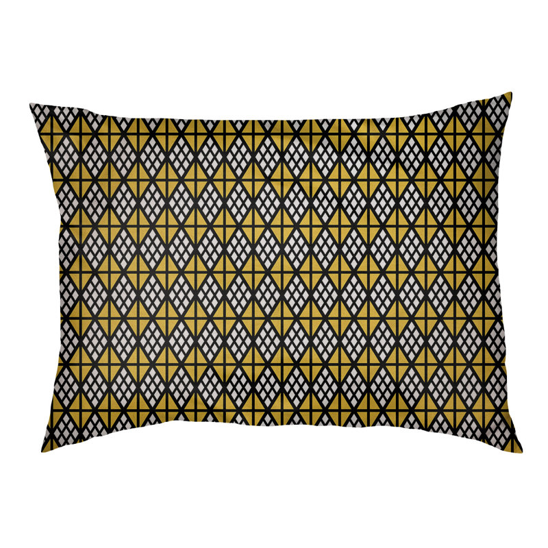 Coussin diamants Byrge, Moyen (L 29,5 po x P19,5 po x H 9,5 po), Noir / Jaune