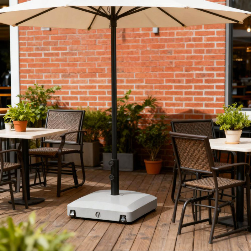 Base de parasol d'extérieur durable, base de parasol avec roues, support de parasol d'extérieur robuste, Gris