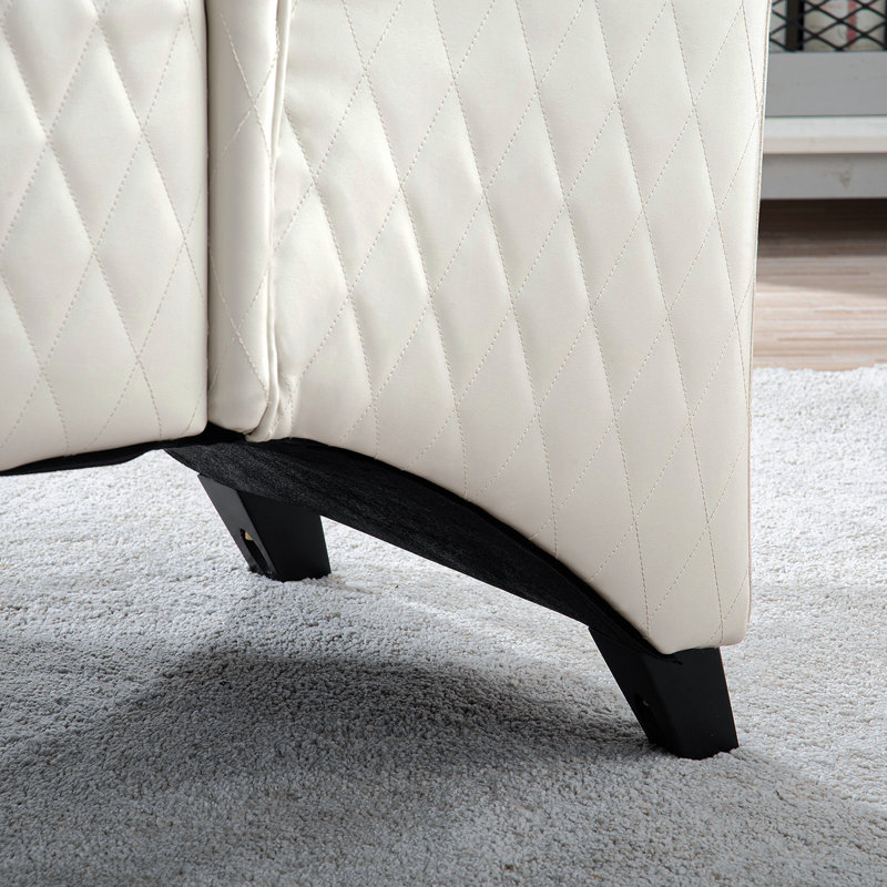 Fauteuil à oreilles large 23,03 po Rivah, Similicuir blanc, 2
