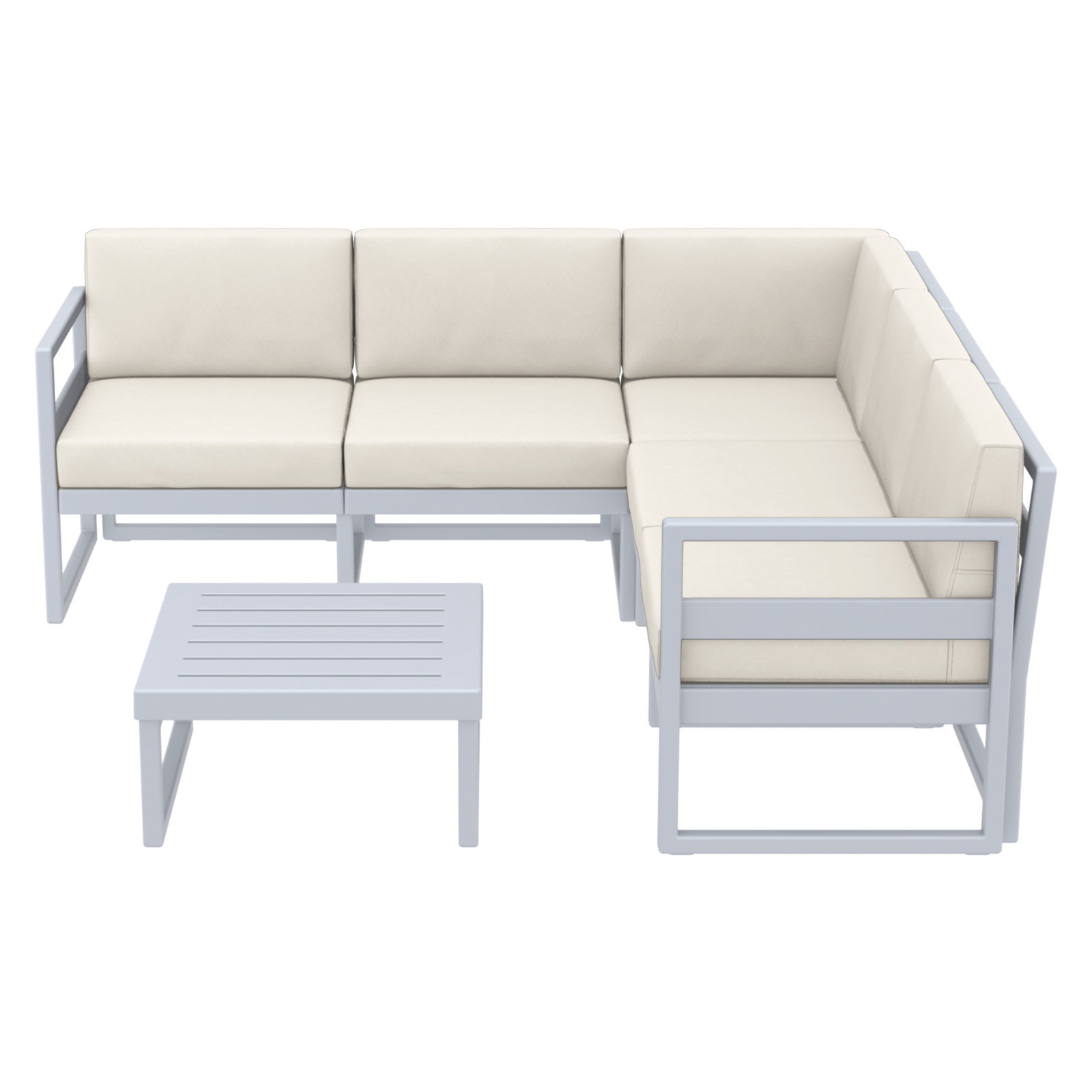 Lane 5 - Person Modular Patio Conversation Set with Cushions, Natural, Silver/Gray