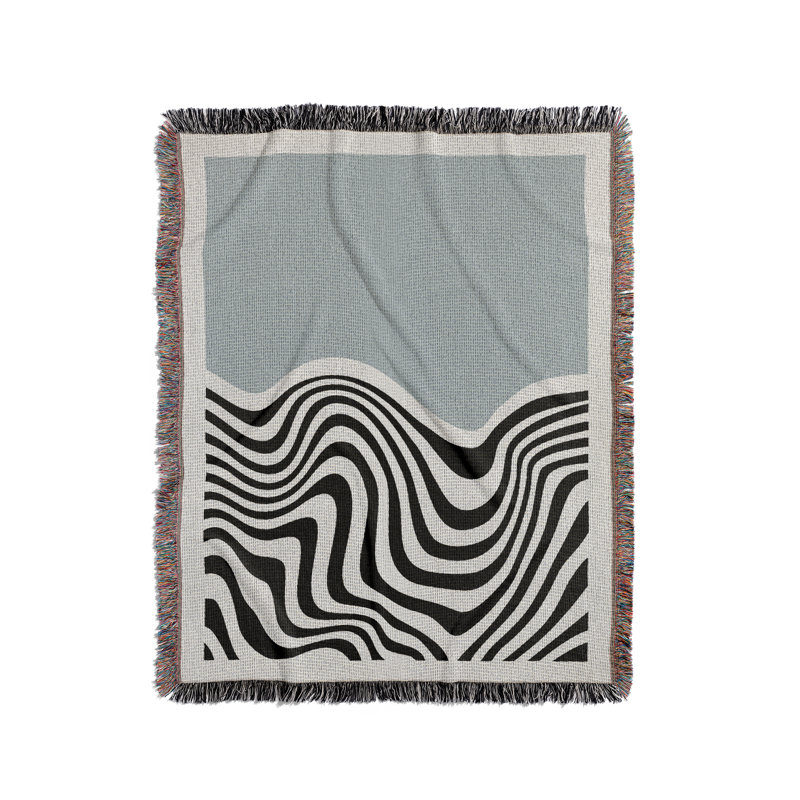 Jeté en mélange de coton Acor, L 70 po x l 50 po, Gris / Blanc cassé