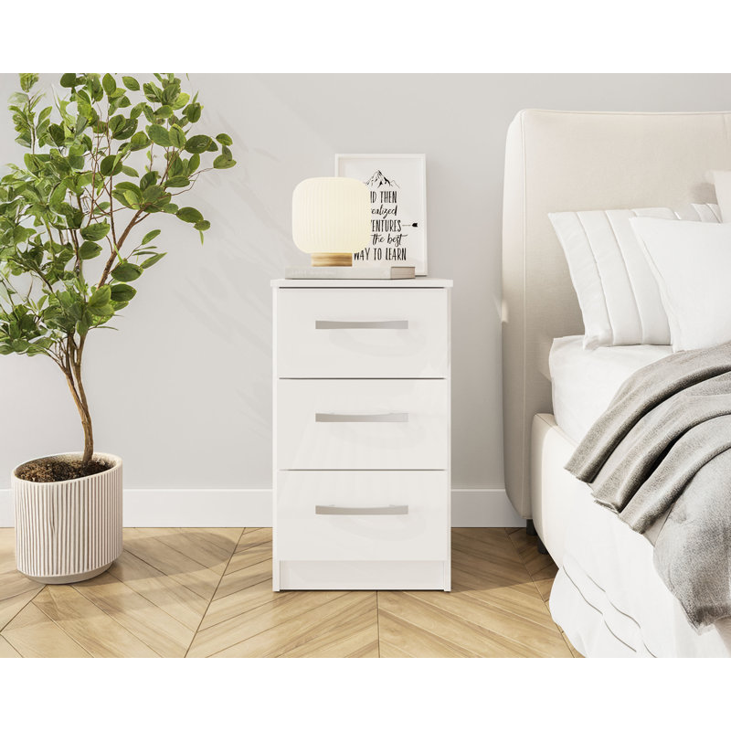 Marquitta 3 Drawer Bedside Table, White