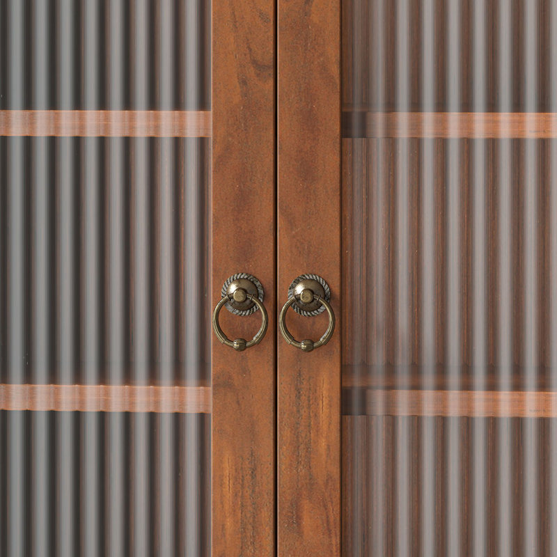 Armoire murale 39,37 po à 4 portes rétro, avec deux niveaux de rangement et un support à crochets ouverts, convient aux salles de bain, cuisines, salles à manger, brun