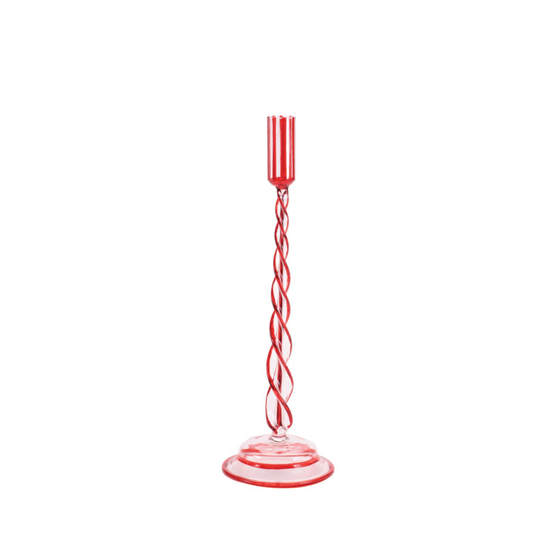 Porte-bougie torsadé en verre torsadé