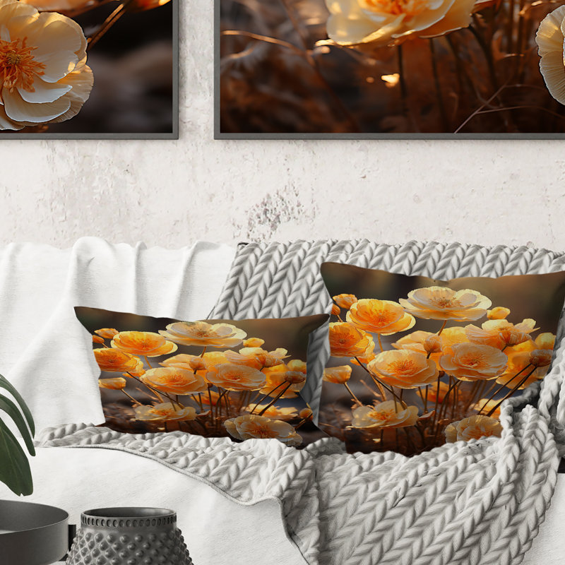 Coussin Peach Flowers Sunny Buttercups II - Buttercups