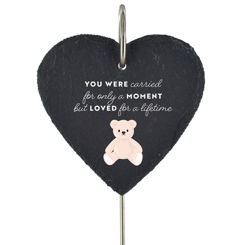 Bogomir Waterproof Slate Heart Teddy Grave Marker People Memorial Plaque
