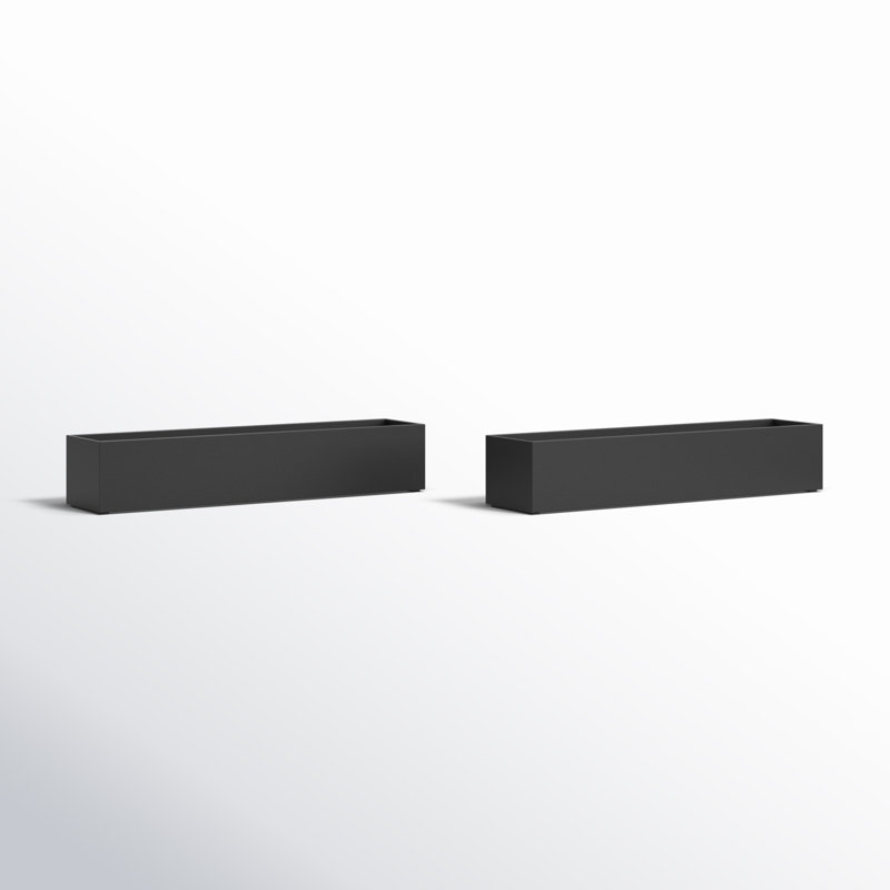 Geo Series Plastic Planter Box, Black, 3" H x 16" W x 3.5" D, Set of 2