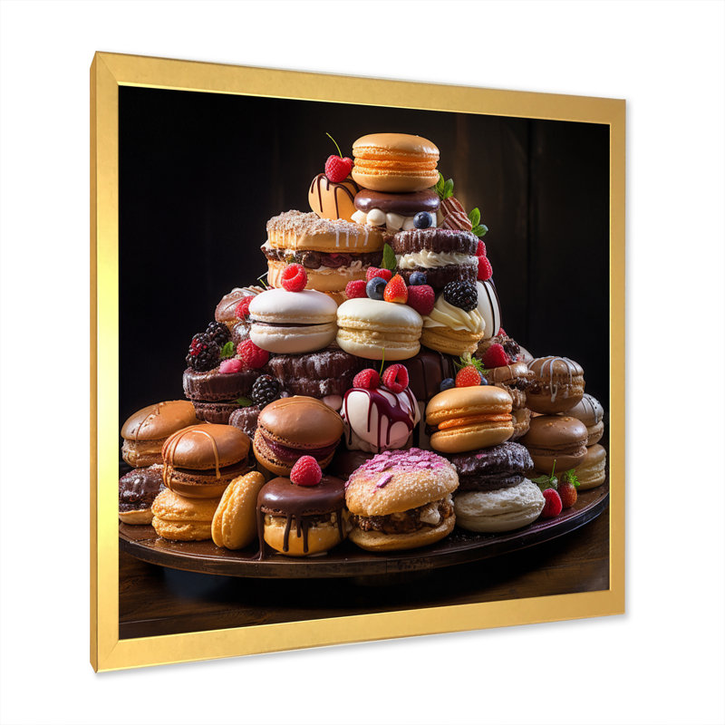Sweet Pastries II, reproduction d'art sur toile, Cadre doré à une seule photo, H 36 po x l 36 po x P 1,5 po