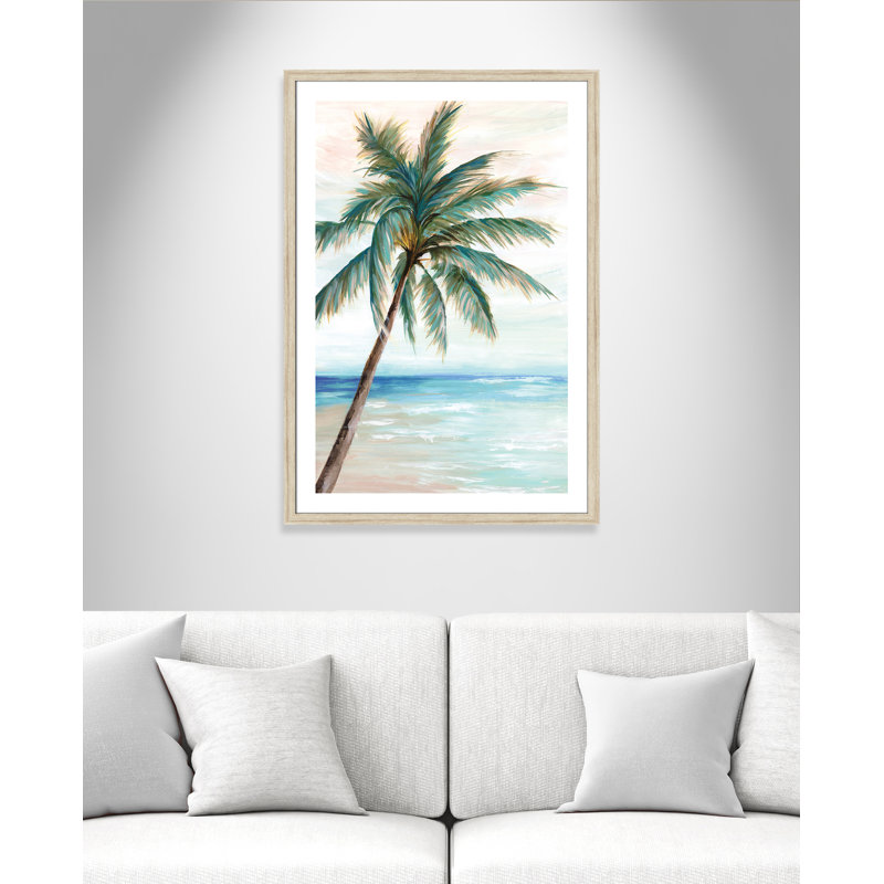 Hawaii Beach I - Art encadré autoportant, H 42 po x l 30 po x P 1,25 po, Cadre beige