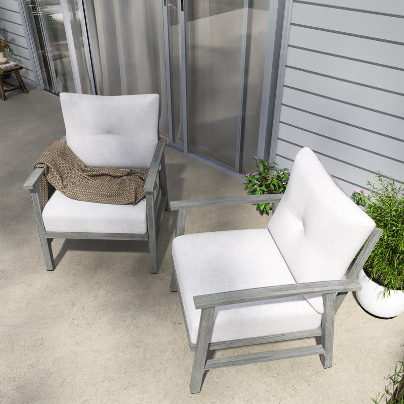 Ensemble de canapés de patio en aluminium 2 pièces avec coussins épais, Coussin blanc / cadre gris foncé