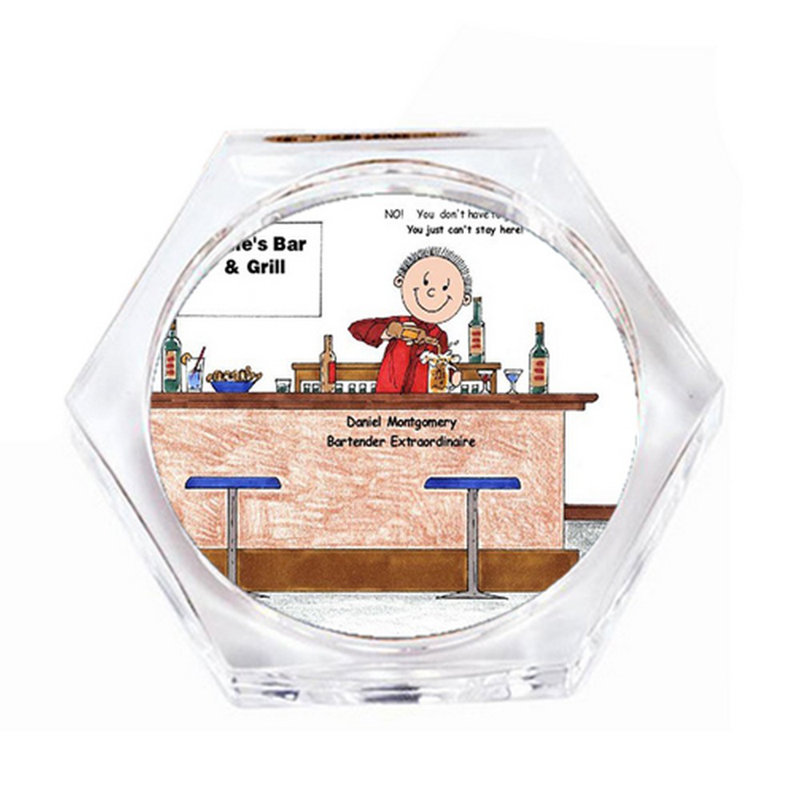 Ensemble-cadeau personnalisé pour barman - sous-verre (4 sous-verres), Oui