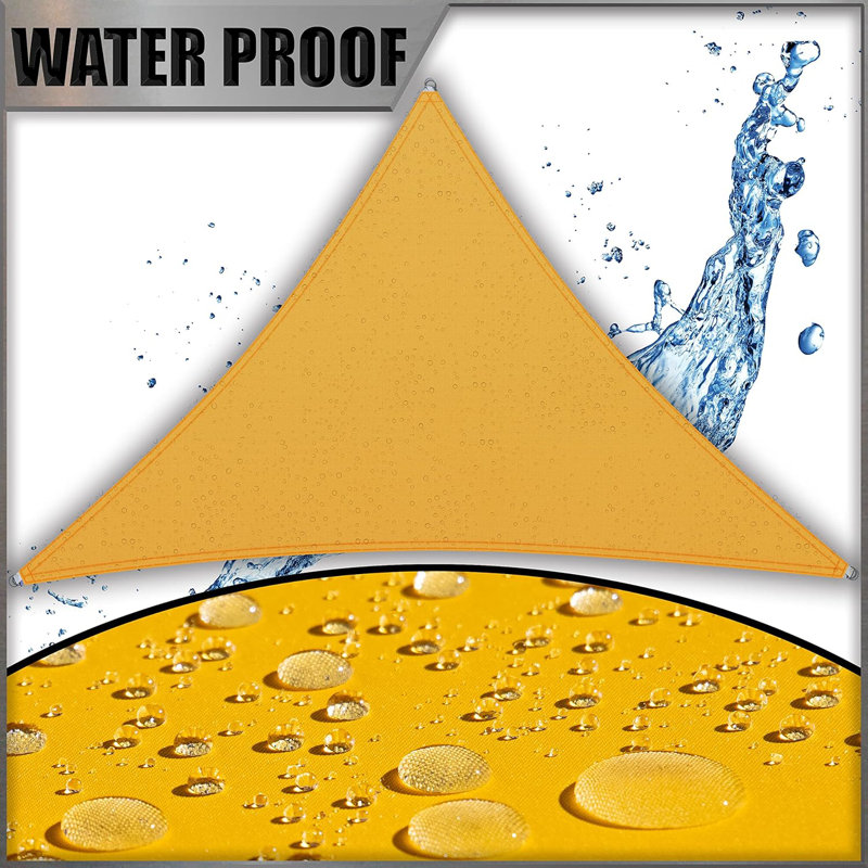 Voile d'ombrage imperméable Amgo Triangle, Jaune, 16 pi x 16 pi