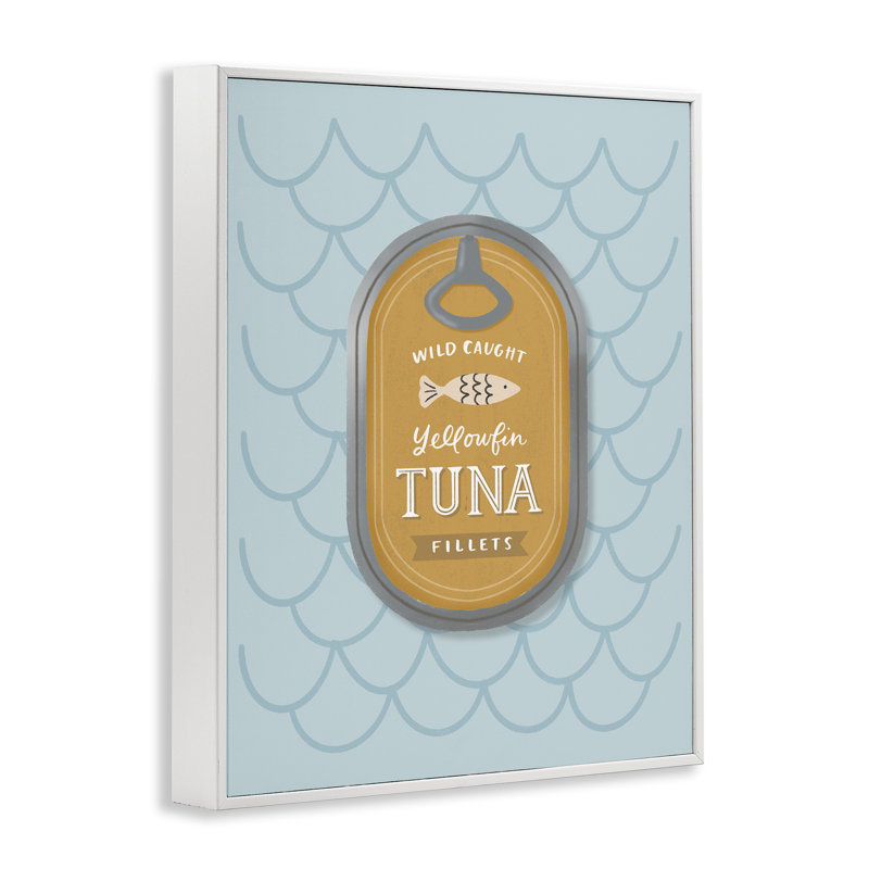 Giclée encadrée de thon nautique, design par Sandra Picco, H 30 po x l 24 po, Estampe numérique encadrée blanc bord de mer