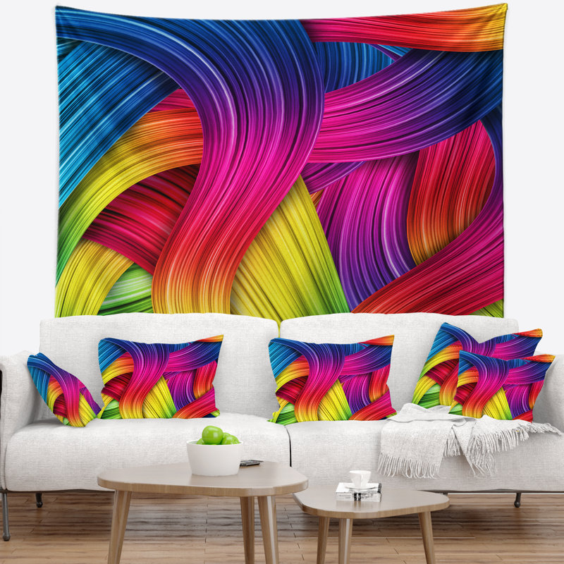 Tapisserie abstraite de l'arc-en-ciel 3d, H 32 po x l 39 po