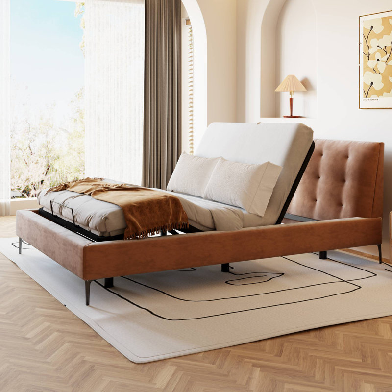 Boltz Adjustable Bed Frame with Wired Remote and Oxford Fabric, Twin
