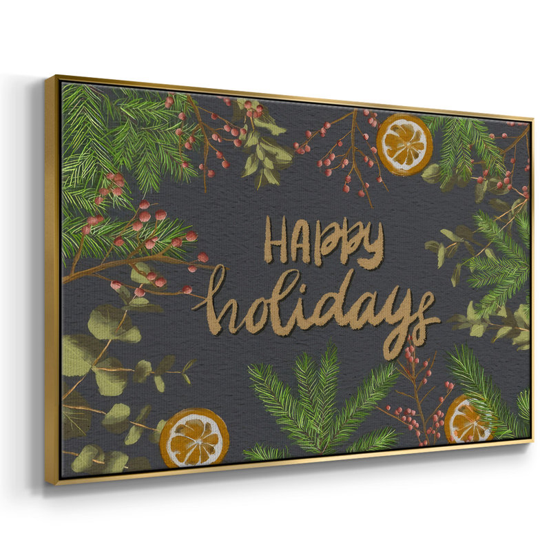 Holiday Sentiment II, reproduction d'art sur toile, H 27 po x l 41 po x P 1,5 po, Encadrement doré