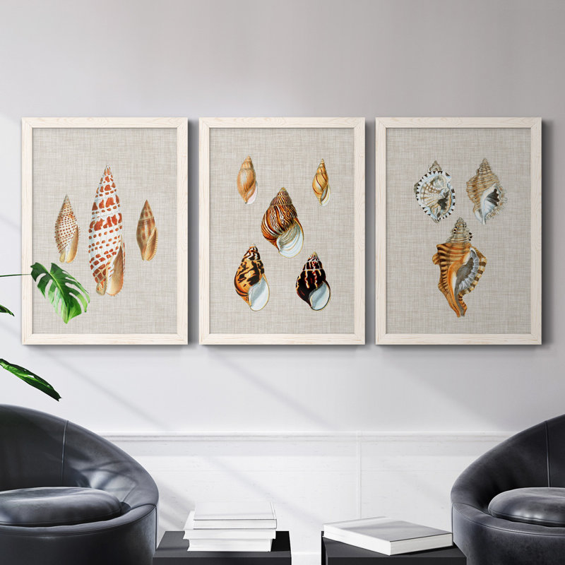 «Seaside Color Study I», ensemble de 3 peintures sur toile encadrées, Blanc, H 31,5 po x l 47 po x P 1,5 po