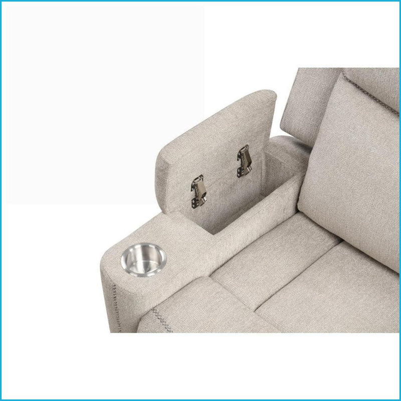 Fauteuil inclinable manuel inclinable avec bras de rangement, chenille gris clair | Bois synthétique