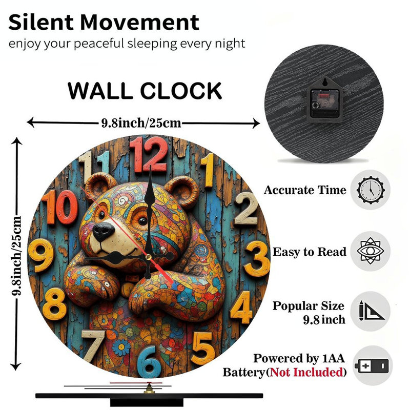 Horloge murale colorée avec un décor artistique